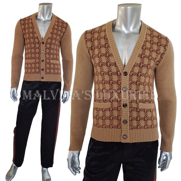 GUCCI MENS SWEATER Ha Ha Ha Harry Styles SQUARE G LOGO CARDIGAN sz S / SMALL - Picture 3 of 15